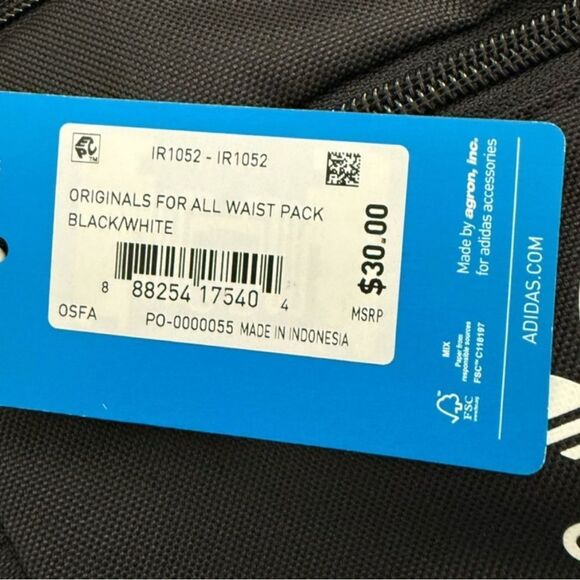 NEW Adidas Originals Black Crossbody Waist Pack OSFA IR1052 Adjustable Strap - Picture 4 of 6